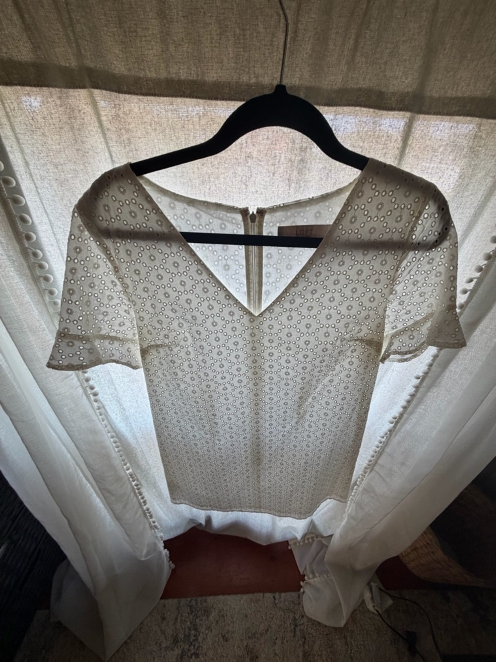 Eyelet V-Neck Short Sleeve dress
